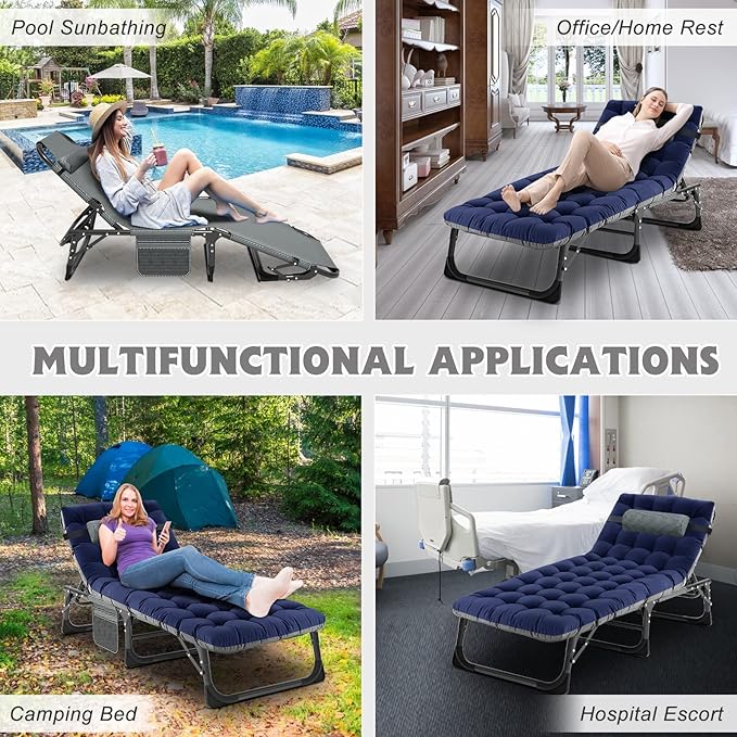 ABORON 2PK Heavy Duty Tanning Chair, 5-Gear Outdoor Folding Chaise Lounge Chair - Image 6