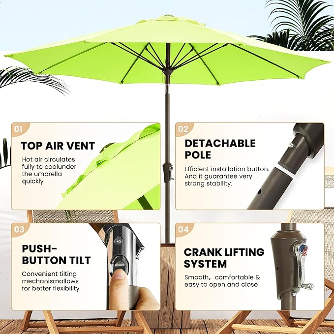 Ayge 9FT Large Outdoor Patio Umbrella Market Table Umbrella-UV Resistant - Image 2
