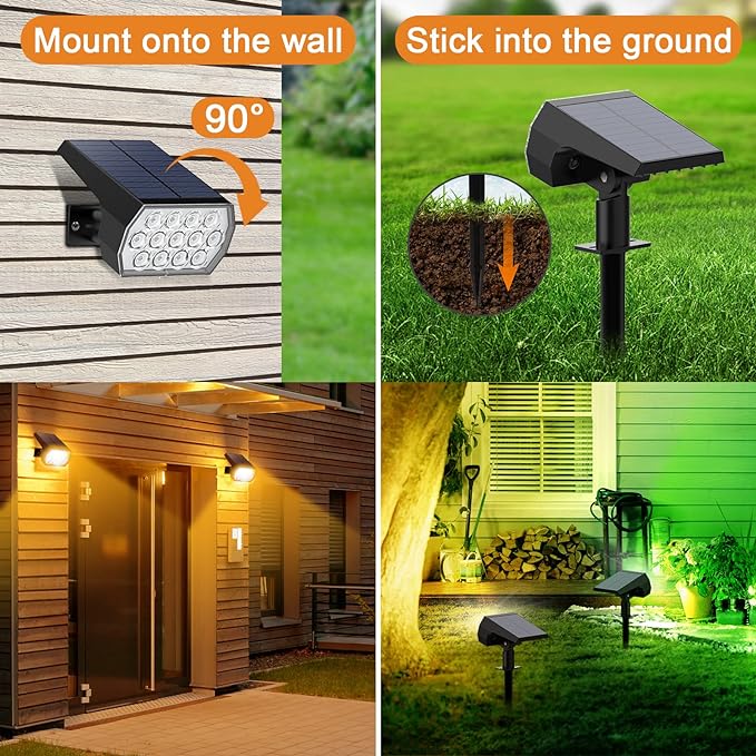 Solar Spot Lights Outdoor Color Changing, Christmas IP65 Waterproof Landscape - Image 6