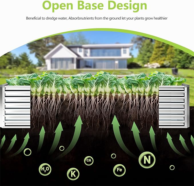 8x4x2FT Galvanized Raised Garden Bed, Galvanized Planter Boxes Outdoor - Image 2