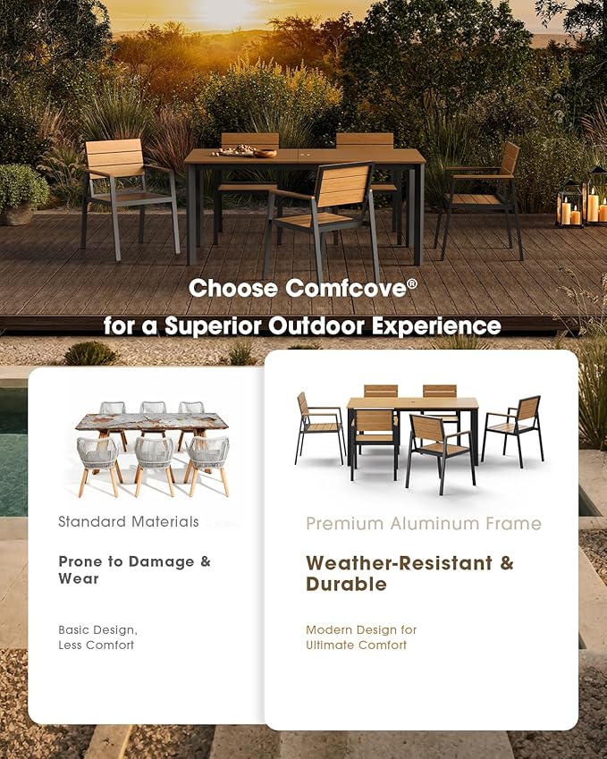 Outdoor Dining Set for 6, Aluminum Patio 7 Piece HDPS Luxury Outdoor Table and - Image 5