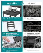 SERWALL Outdoor Dining Chairs Set of 4, All-Weather HDPE Patio Chair - Image 4