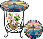 Outdoor Side Table Round Small Mosaic Patio Accent Indoor End Plant Coffee Tea by Cinnvoice