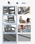 KINGYES Outdoor Rocking Chairs, HDPE All-Weather Patio Rocking Chairs High Back - Image 5