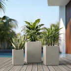 Kante 18.5", 12.6" H Tall Rectangular Concrete Planters Set of 3, Outdoor - Image 7
