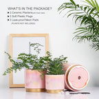 Gepege Pink Indoor Plant Pots for Plants, Ceramic Planter - Image 3
