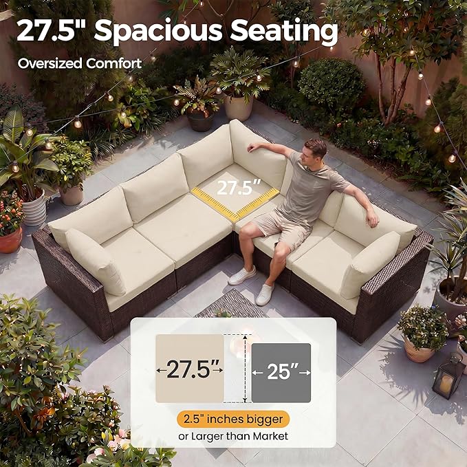 NICESOUL Modern Luxury Outdoor Patio Sectional Furniture Set - Image 6