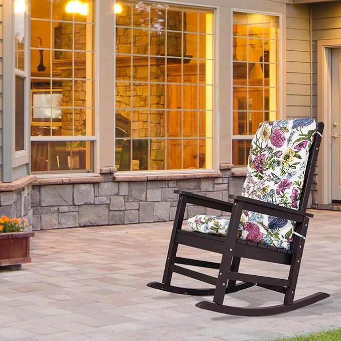 SERWALL HDPE Outdoor Rocking Chair Cushion Set of 4, Memory Foam Cushion - Image 2
