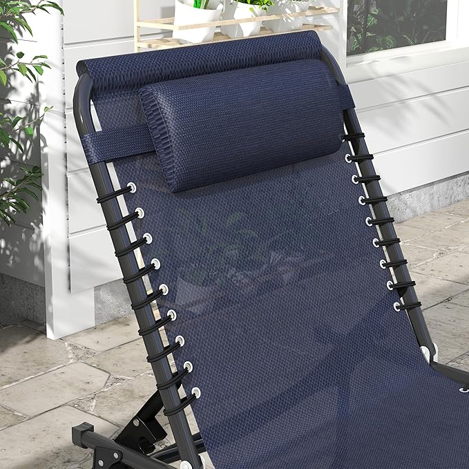 Outsunny Folding Chaise Lounge Chair Set of 2, Patio Sun Tanning Chair - Image 8
