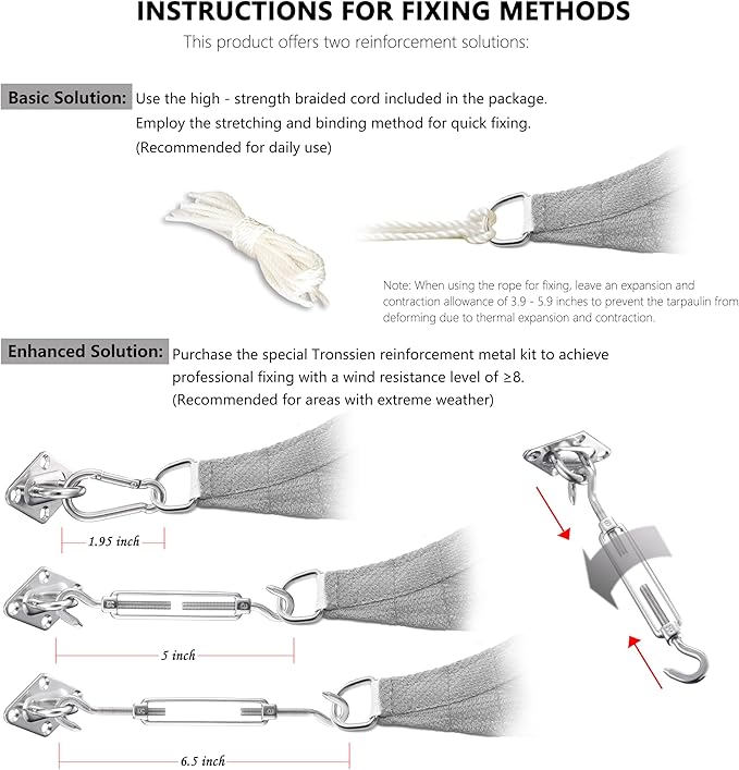 Tronssien Rectangle 16'x16'x23' Sun Shade Sail, 95% UV Blockage Canopy Awning - Image 5