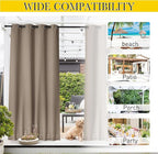 NICETOWN 2 Panels Outdoor Curtains Waterproof Fixed Grommet/Back Tab on Top & - Image 7