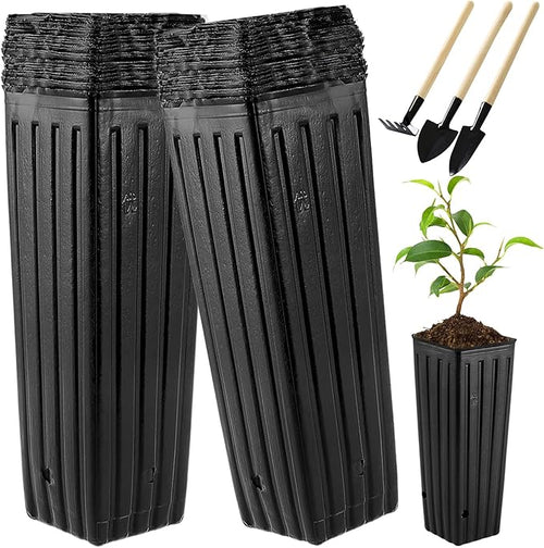 50 Pcs 12" Tall Tree Pots Plastic Deep Nursery Pots Tall Nursery Tree Pots by Hzloyat