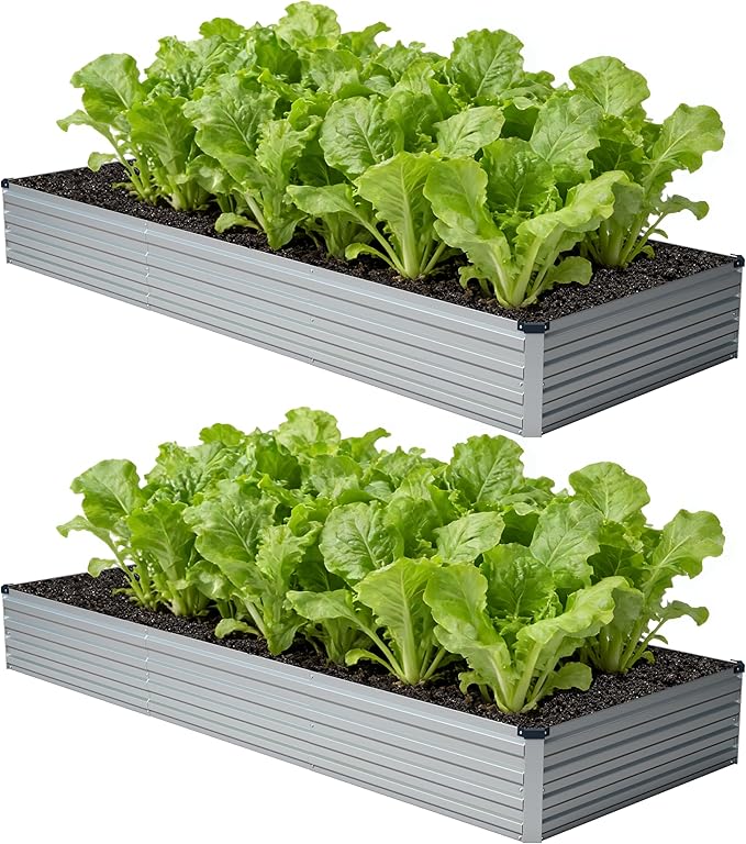 12x4x1 ft Galvanized Raised Garden Bed, Outdoor Planter Box Metal Patio Kit by Zunatu
