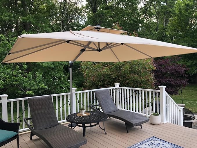 PURPLE LEAF 9' X 11' Patio Umbrella Outdoor Rectangle Umbrella Large Cantilever - Image 2