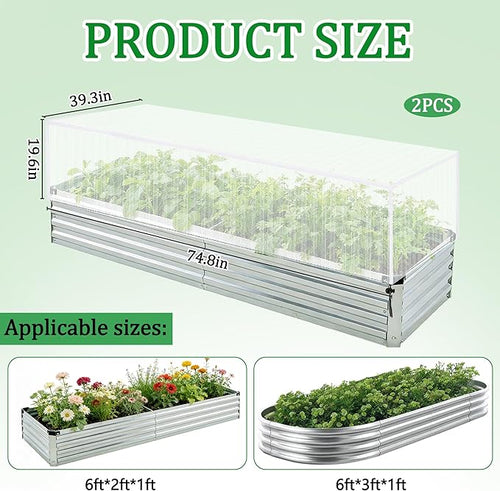 2 Pack Garden Netting for Raised Beds, 74.8" x 39.3" x 19.6" Garden Bed Insect - Image 2