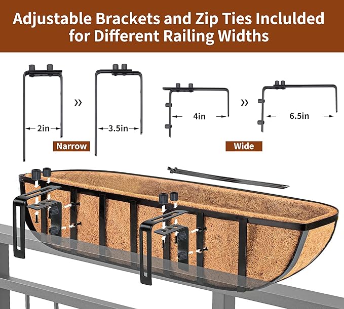 Y&M 30" Iron Window Deck Railing Planter Box 4Pcs - Image 3