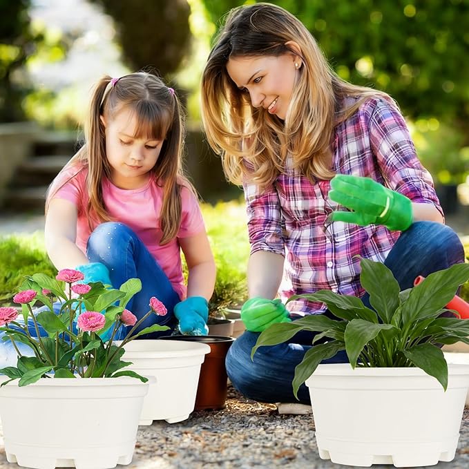5 Pack 8.5 inch Plant Pot, Outdoor Flower Pots, Plastic pots - Image 5