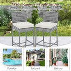 HAPPYGRILL Patio Wicker Barstools Set of 2, Outdoor Bar Height Chair w/Soft - Image 9
