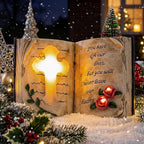 Outdoor Solar Memorial Cross Stakes Lights, Waterproof Book Statue Grave - Image 4