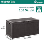 YITAHOME 100 Gallon Resin Deck Box, Weather Resistant Outdoor Storage Box - Image 6