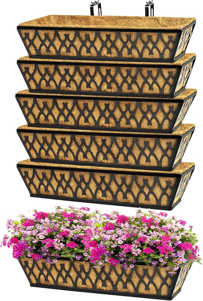 6 Pack 24 Inch Window Boxes Planters Railing Planter Box by KarlliuHOMEGARDEN