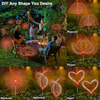 Solar Garden Lights Outdoor, 2 Pack 120 LED Twinkling Firework Lights Decorative - Image 4