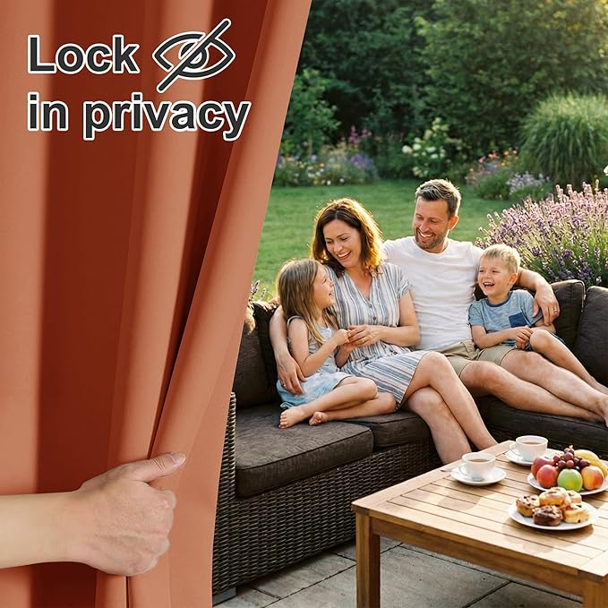RYB HOME Outdoor Curtains for Patio Waterproof Block Sunlight Thermal Insulated - Image 3