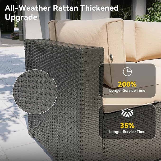 Aoxun Patio Furniture Set, 7 Piece Outdoor Sectional Sofas - Image 4