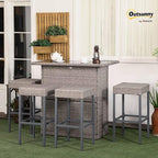 Outsunny 5 Piece Wicker Outdoor Bar Set, High Top Outdoor Table and Chairs - Image 2