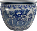 Red Lantern Large 20" Ladies Blue & White Porcelain Fishbowl Planter or Cachepot by RedLantern