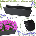 4PCS 30Inch Rectangle Window Box Liner Felt Planter Basket Liner Insert Black - Image 2