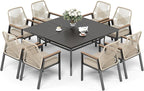 9 Pieces Patio Dining Set, 8 x Woven Rattan Chairs - Image 9