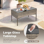 FDW | 4-Piece Patio Furniture Set | Gray & Khakhi | Outdoor Wicker Furniture - Image 7