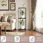46" Tall Plant Stand Indoor, 3-Tier Modern Plant Shelf, Corner Flower Pot - Image 3
