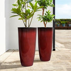 Glitzhome 30" H Oversized Tall Planter, Gradient Red Faux Ceramic Finish - Image 7