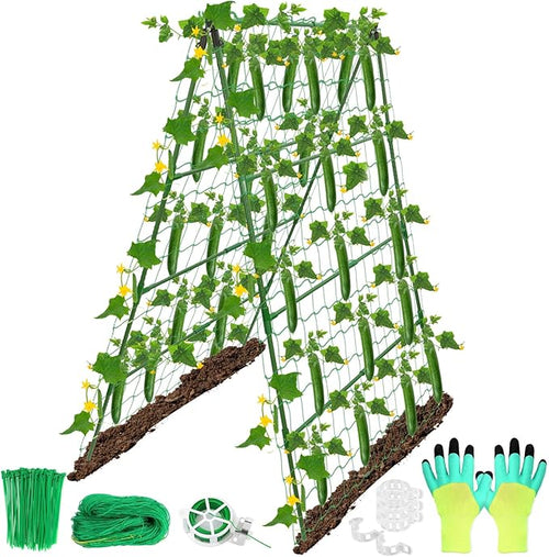 32 x 53 Inch Cucumber Trellis for Climbing Plants Outdoor A-Frame Garden by LifeisLuck
