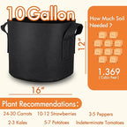 Gardzen 10-Pack 10 Gallon Grow Bags, 300G Thickened Aeration Fabric Pots - Image 2