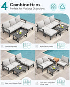 SERWALL Outdoor Sectional Sofa Set, 5-piece Outdoor Modula Couch Set - Image 5