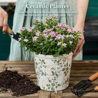 Ceramic Planter with Drainage Hole, Plastic Tray & Mesh, 6 Inch - Image 3