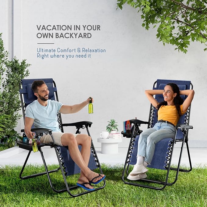Nestl Zero Gravity Chairs Set of 2, Patio Lounge Chair Outdoor - Image 9