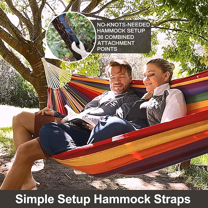 Brazilian Double Hammock with Tree Straps, Extra Large 94x63IN, 2 Persons - Image 2