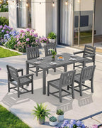 SERWALL 7-Piece Outdoor Dining Set, All Weather HDPE Outdoor Furniture Set - Image 9