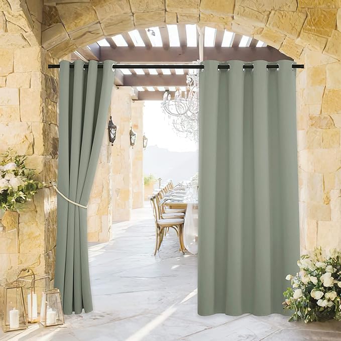 RYB HOME Outdoor Curtains for Patio Waterproof Block Sunlight Thermal Insulated by RYBHOME