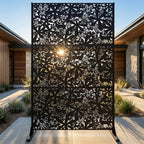 Metal Privacy Screen Outdoor 6FT – Freestanding Laser Cut Steel Garden Divider by Unknown