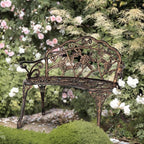 VINGLI 38.5" Patio Park Garden Outdoor Metal Rose Bench, 2-Person Cast Iron - Image 7