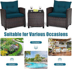 Tangkula 3 Pieces Patio Furniture Set, PE Rattan Wicker 3 Pcs Outdoor Sofa Set - Image 9