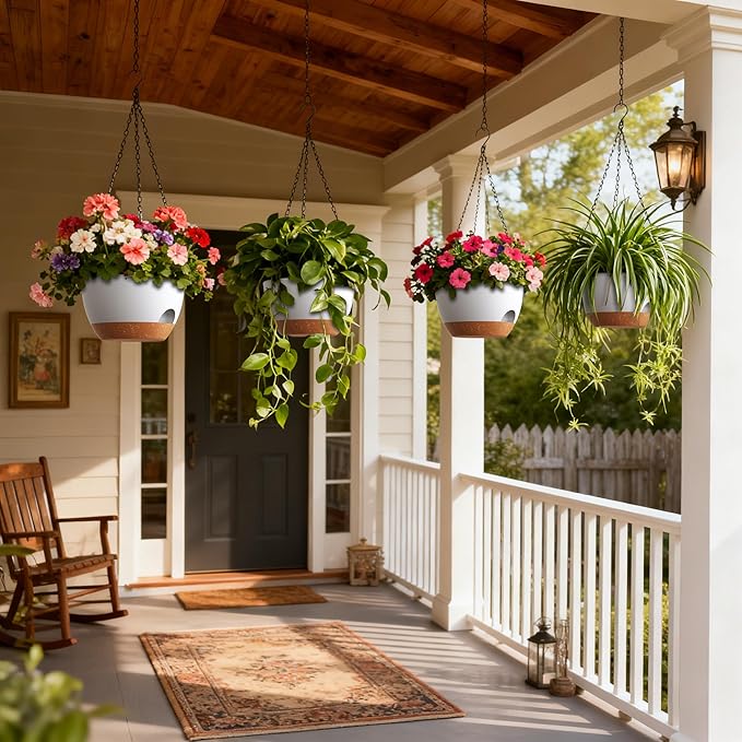 4 Pack 8 Inch Self Watering Hanging Planters - Image 7
