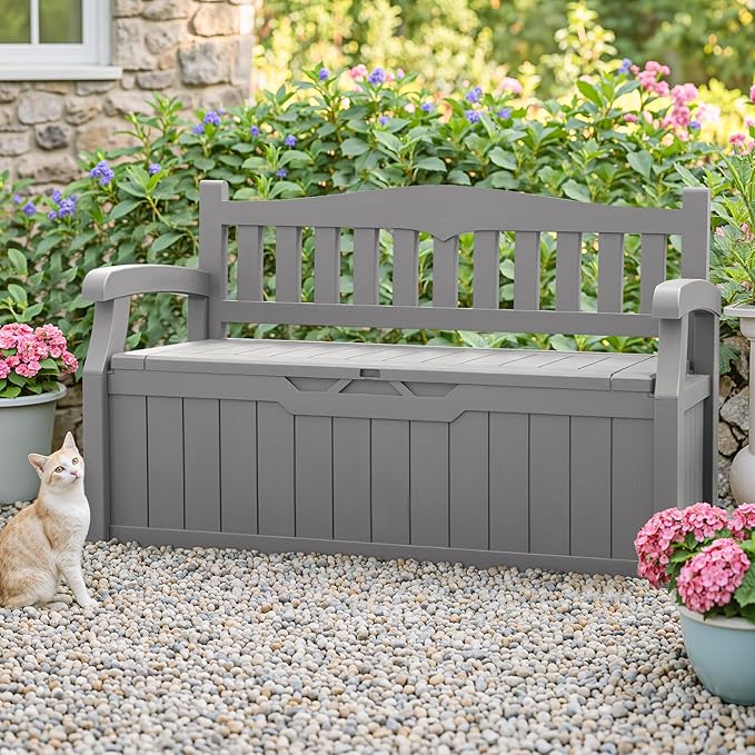 Homall 75 Gallon Outdoor Storage Benches Lockable Deck Box - Image 2