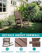 SERWALL Oversized Outdoor Rocking Chair Set of 4, HDPE Rocker - Image 4