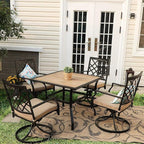 PHI VILLA 37" x 37" Patio Dining Table Outdoor Dining Furniture Umbrella Table - Image 2